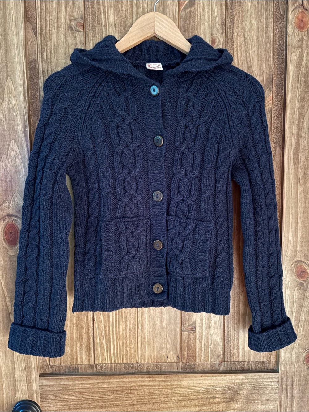 Vintage Abercrombie & fitch wool navy blue cable knit cardigan size medium